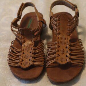 Baretraps Tan Haydin Strappy  Wedge Gladiator Sandal Size 7.5